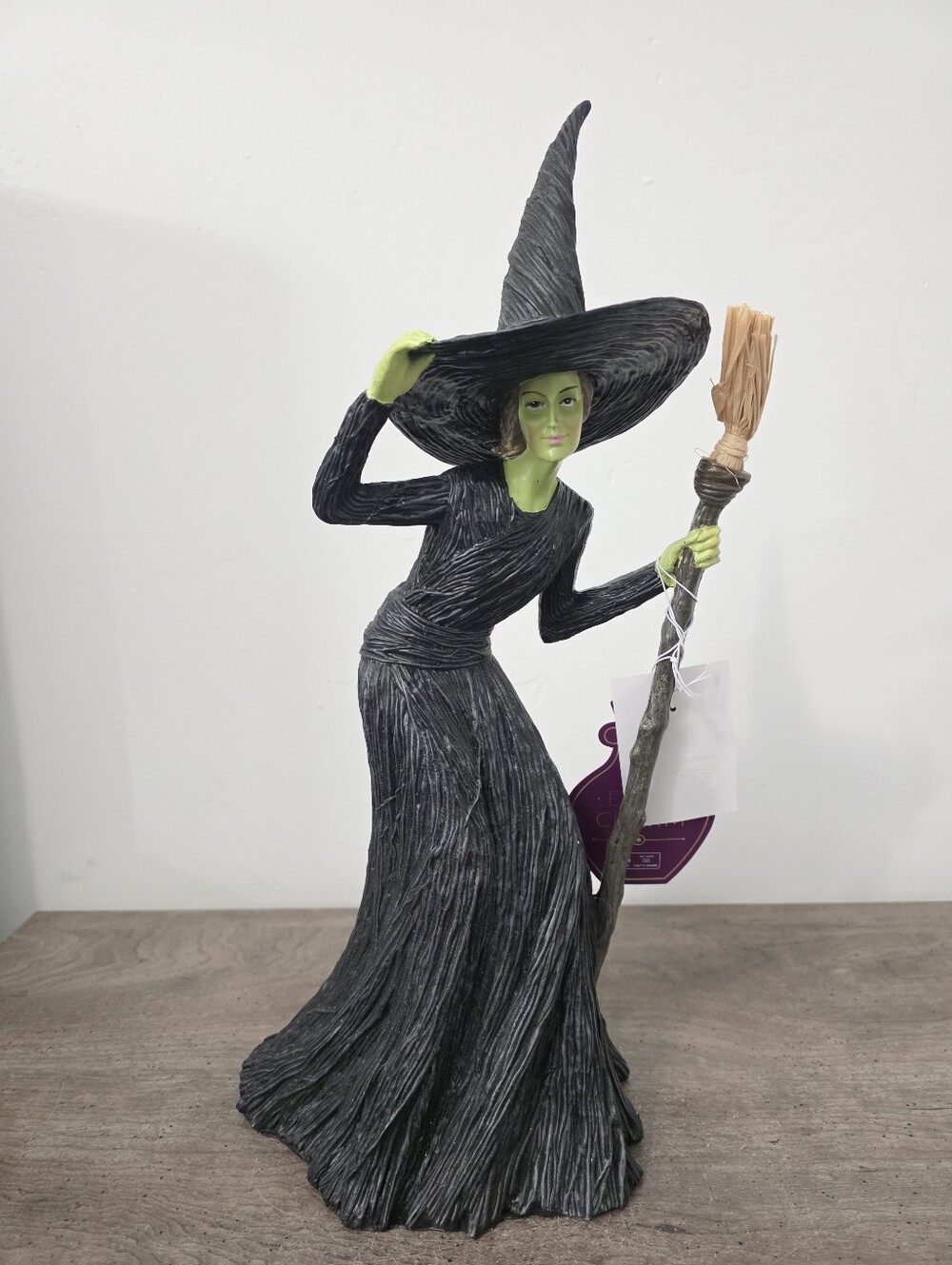 Eerie Charm Witch with Broom Halloween Decor 16in Brand New